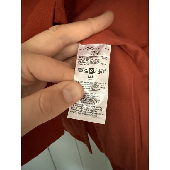 Banana Republic Blazer XS Petite Double Breasted Linen Blend Red Orange Pockets - Picture 4 of 7